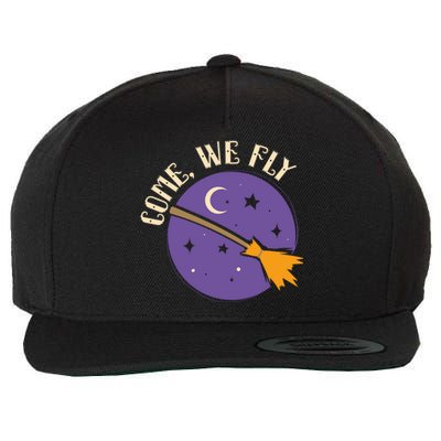 Spooky Halloween Witch I Witches Broom I Come We Fly Gift Wool Snapback Cap