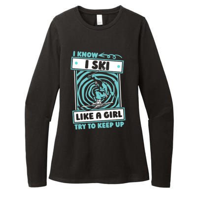 Skier Humor Winter Sports Gift Ski Skiing Gift Womens CVC Long Sleeve Shirt