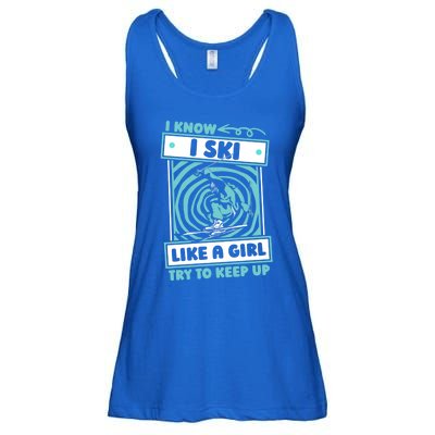 Skier Humor Winter Sports Gift Ski Skiing Gift Ladies Essential Flowy Tank