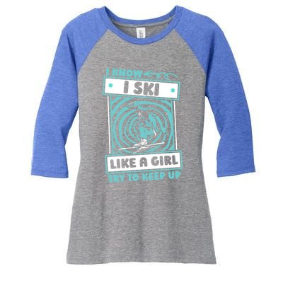 Skier Humor Winter Sports Gift Ski Skiing Gift Women's Tri-Blend 3/4-Sleeve Raglan Shirt