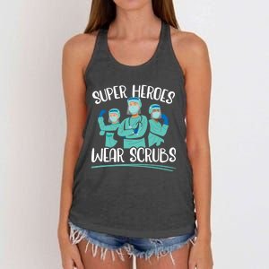 Super Heroes Wear Scrubs Nurse Great Gift Women's Knotted Racerback Tank