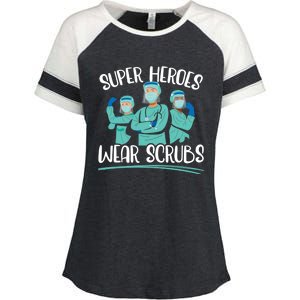 Super Heroes Wear Scrubs Nurse Great Gift Enza Ladies Jersey Colorblock Tee