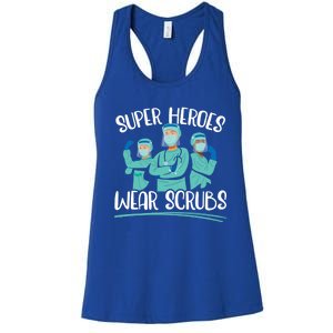 Super Heroes Wear Scrubs Nurse Great Gift Women's Racerback Tank