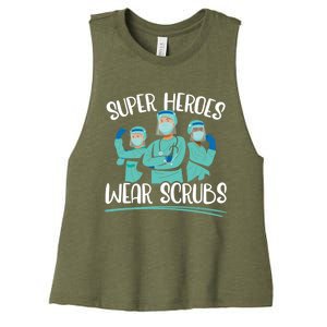 Super Heroes Wear Scrubs Nurse Great Gift Women's Racerback Cropped Tank