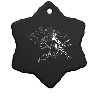 Scissors Hairdresser Witch Cute Halloween Hair Salon Team Ceramic Star Ornament