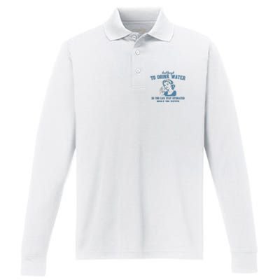 Stay Hydrated While You Suffer Retro Performance Long Sleeve Polo