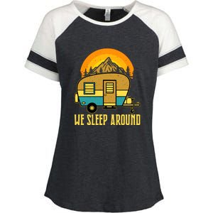 Sunset Holiday We Sleep Around RV Camping Gift Enza Ladies Jersey Colorblock Tee