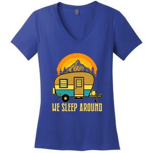 Sunset Holiday We Sleep Around RV Camping Gift Women's V-Neck T-Shirt