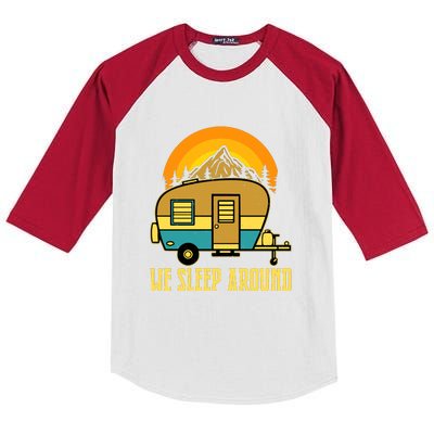 Sunset Holiday We Sleep Around RV Camping Gift Kids Colorblock Raglan Jersey