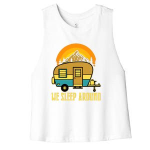 Sunset Holiday We Sleep Around RV Camping Gift Women's Racerback Cropped Tank