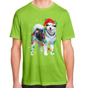 Santa Hat Xmas Lighting Siberian Husky Christmas Gift Adult ChromaSoft Performance T-Shirt