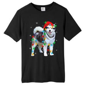 Santa Hat Xmas Lighting Siberian Husky Christmas Gift Tall Fusion ChromaSoft Performance T-Shirt