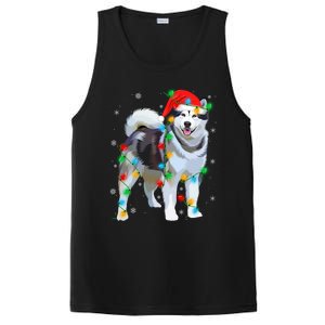 Santa Hat Xmas Lighting Siberian Husky Christmas Gift PosiCharge Competitor Tank