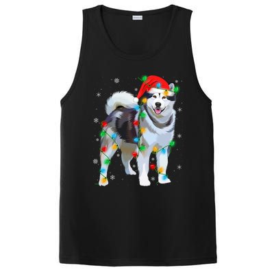 Santa Hat Xmas Lighting Siberian Husky Christmas Gift PosiCharge Competitor Tank