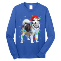 Santa Hat Xmas Lighting Siberian Husky Christmas Gift Long Sleeve Shirt