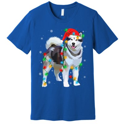 Santa Hat Xmas Lighting Siberian Husky Christmas Gift Premium T-Shirt