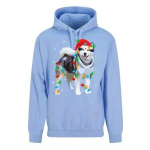 Santa Hat Xmas Lighting Siberian Husky Christmas Gift Unisex Surf Hoodie