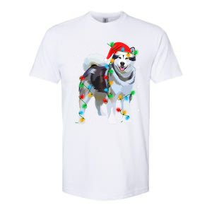 Santa Hat Xmas Lighting Siberian Husky Christmas Gift Softstyle CVC T-Shirt