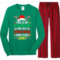 Santa Hat Xmas This Is My Its Too Hot For Ugly Christmas Sweaters Gift Long Sleeve Pajama Set