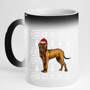 Santa Hat Xmas Brown Great Dane Ugly Christmas Gift 11oz Black Color Changing Mug