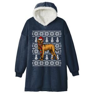 Santa Hat Xmas Brown Great Dane Ugly Christmas Gift Hooded Wearable Blanket