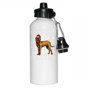 Santa Hat Xmas Brown Great Dane Ugly Christmas Gift Aluminum Water Bottle