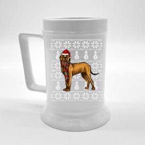 Santa Hat Xmas Brown Great Dane Ugly Christmas Gift Beer Stein