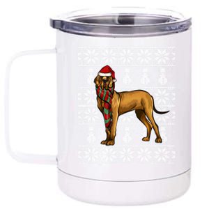 Santa Hat Xmas Brown Great Dane Ugly Christmas Gift 12 oz Stainless Steel Tumbler Cup