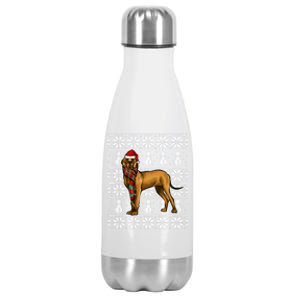 Santa Hat Xmas Brown Great Dane Ugly Christmas Gift Stainless Steel Insulated Water Bottle