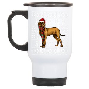 Santa Hat Xmas Brown Great Dane Ugly Christmas Gift Stainless Steel Travel Mug