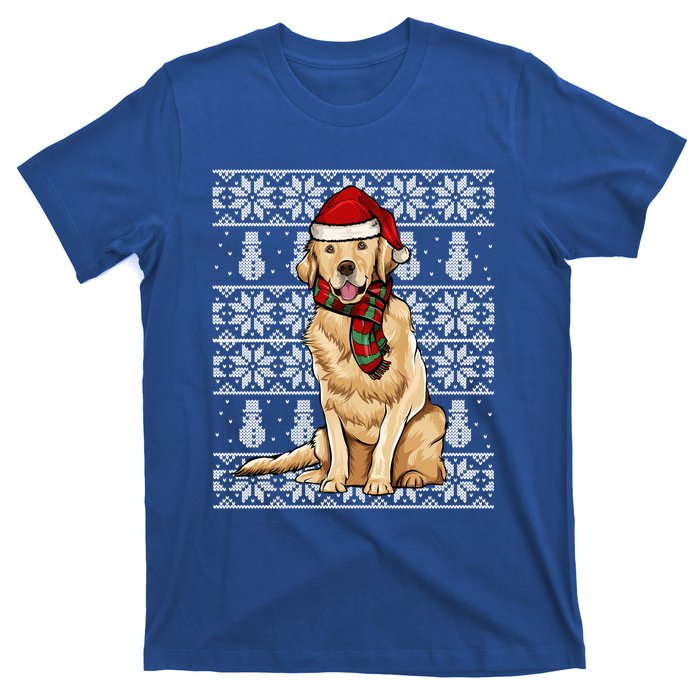 Santa Hat Xmas Golden Retriever Ugly Christmas Gift T-Shirt