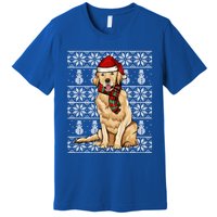 Santa Hat Xmas Golden Retriever Ugly Christmas Gift Premium T-Shirt