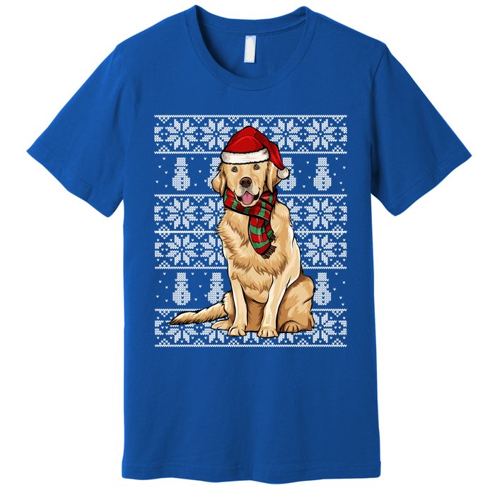 Santa Hat Xmas Golden Retriever Ugly Christmas Gift Premium T-Shirt