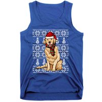 Santa Hat Xmas Golden Retriever Ugly Christmas Gift Tank Top