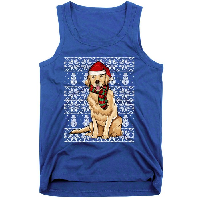 Santa Hat Xmas Golden Retriever Ugly Christmas Gift Tank Top