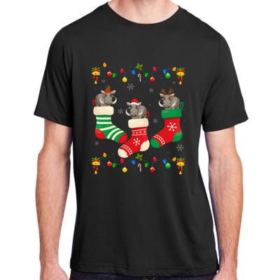 Santa Hat Xmas Light Funny Three Boar in Christmas Socks Adult ChromaSoft Performance T-Shirt