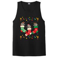 Santa Hat Xmas Light Funny Three Boar in Christmas Socks PosiCharge Competitor Tank