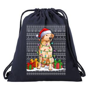 Santa Hat Xmas Yellow Labrador Retriever Ugly Christmas Gift Drawstring Bag