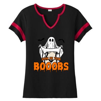 Show He Your Booobs Ladies Halftime Notch Neck Tee