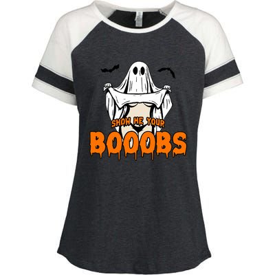 Show He Your Booobs Enza Ladies Jersey Colorblock Tee