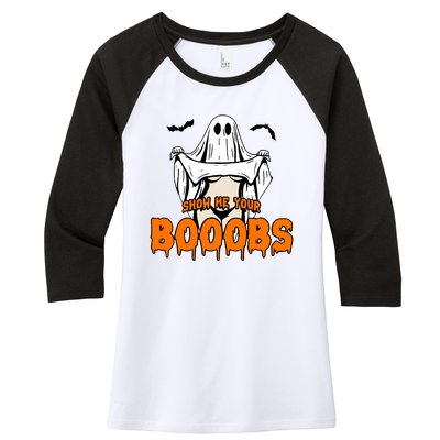 Show He Your Booobs Women's Tri-Blend 3/4-Sleeve Raglan Shirt