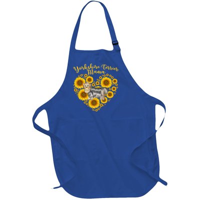 Sunflower Heart Yorkshire Terrier Mama Funny Mothers Day Gift Full-Length Apron With Pockets