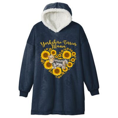 Sunflower Heart Yorkshire Terrier Mama Funny Mothers Day Gift Hooded Wearable Blanket