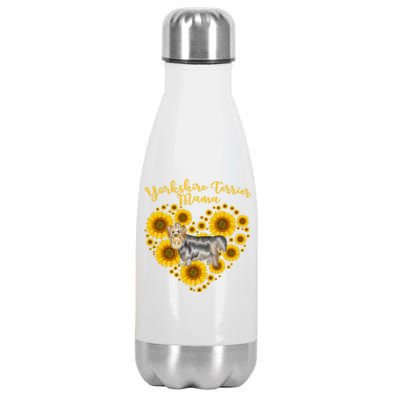 Sunflower Heart Yorkshire Terrier Mama Funny Mothers Day Gift Stainless Steel Insulated Water Bottle