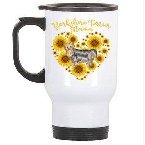 Sunflower Heart Yorkshire Terrier Mama Funny Mothers Day Gift Stainless Steel Travel Mug