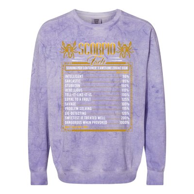 Scorpio Horoscope Zodiac Facts Traits Rules Astrological Gift Colorblast Crewneck Sweatshirt