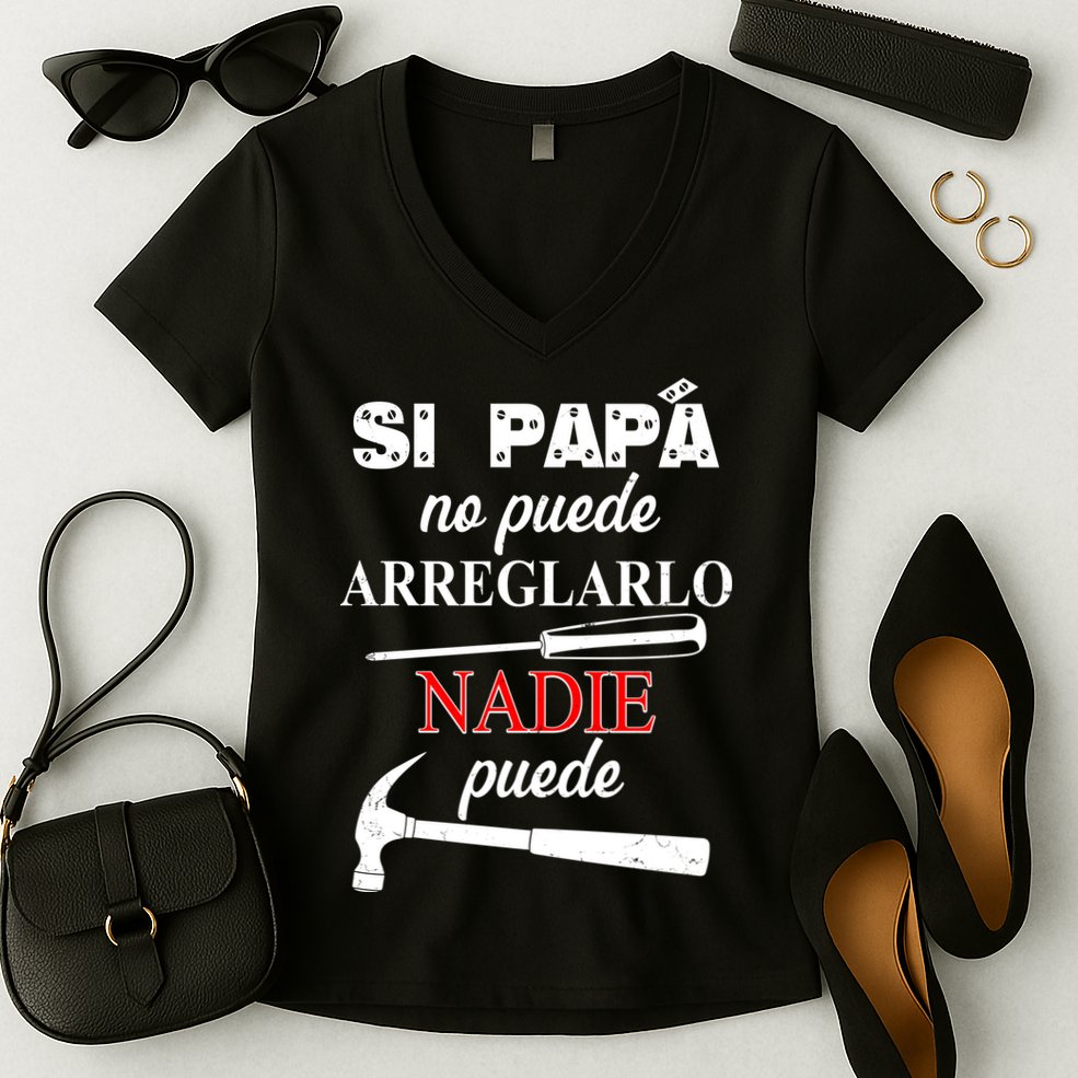 Si Papa No Puede Arreglarlo Nadie Puede Women's V-Neck T-Shirt