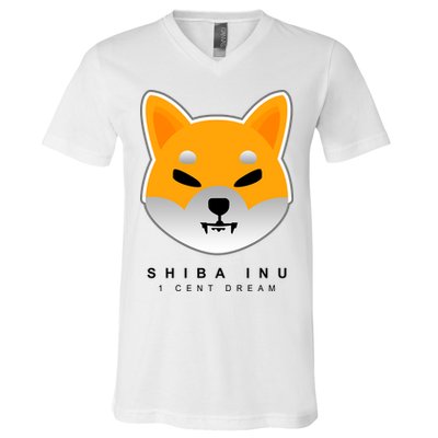 Shiba Inu 1 Cent Dream Crypto Trading V-Neck T-Shirt
