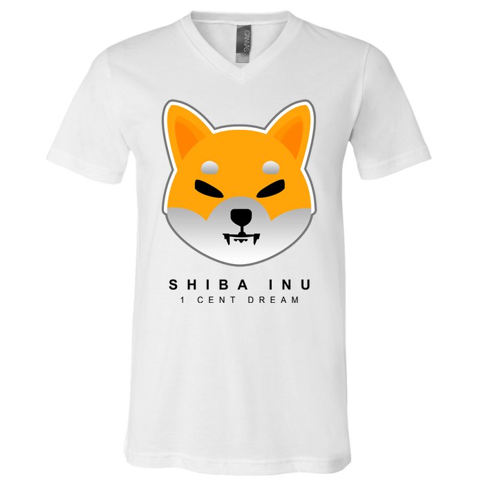 Shiba Inu 1 Cent Dream Crypto Trading V-Neck T-Shirt