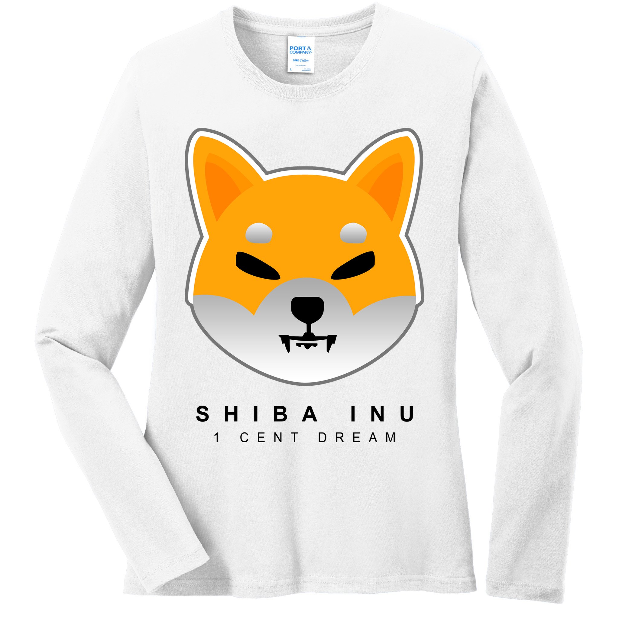 Shiba Inu 1 Cent Dream Crypto Trading Ladies Long Sleeve Shirt
